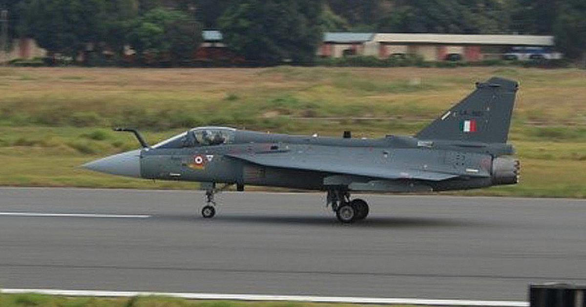 The first FOC aircraft is seen on the runway at Bengaluru on the occasion of its first flight. The aircraft has a fixed refueling probe. (Photo: HAL)