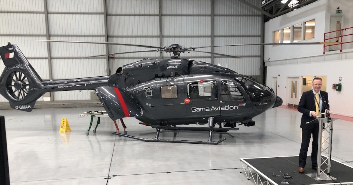 Mark Gascoigne presents GAMA's third H145, which will act as a back-up the first two in Scotland but will also let the UK company explore new helicopter opportunities.