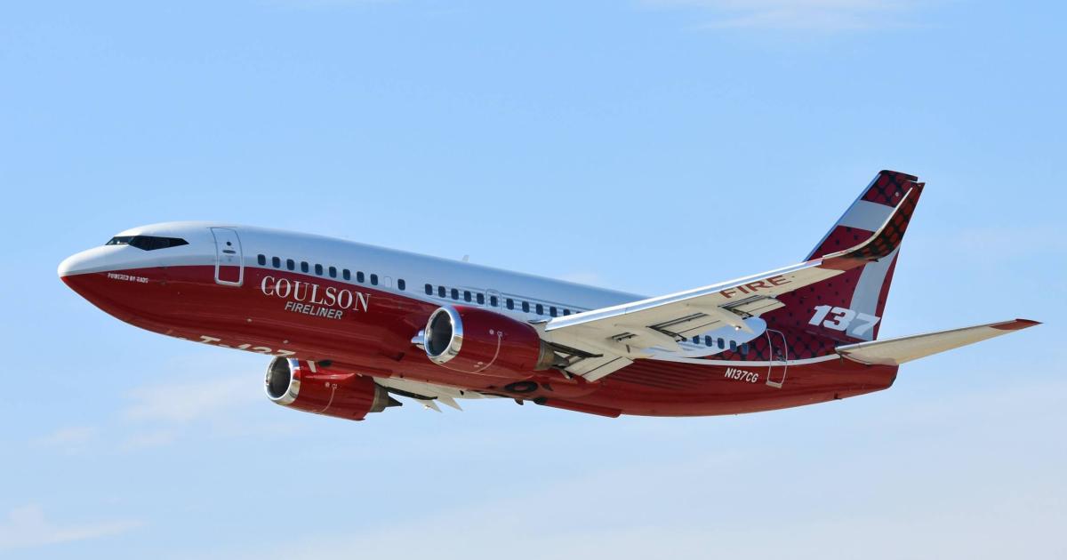 Under a new multi-year contract with the USDA Forest Service, Coulson Aviation will provide its 737 "Fireliner" tanker for wildland firefighting operations in the U.S. (Photo: Coulson Aviation)
