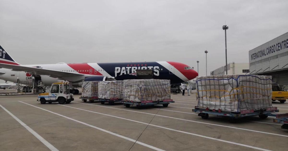 Robert Kraft, owner of the New England Patriots football team, volunteered use of the team's Boeing 767 to transport 1 million masks at the request of Massachusetts Governor Charlie Baker. (Photo: Universal Weather and Aviation)