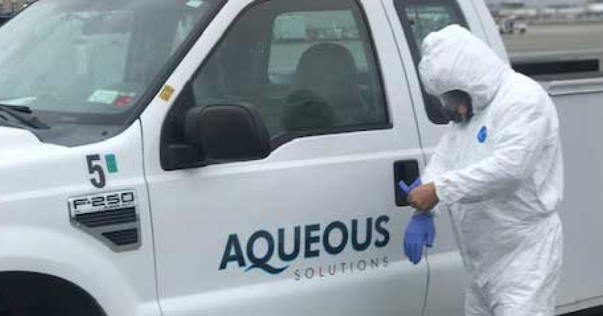 Since the start of the Covid-19 crisis in the U.S., John F. Kennedy International Airport-based decontamination specialist Aqueous Solutions has disinfected more than four million square feet of terminals and aircraft.

