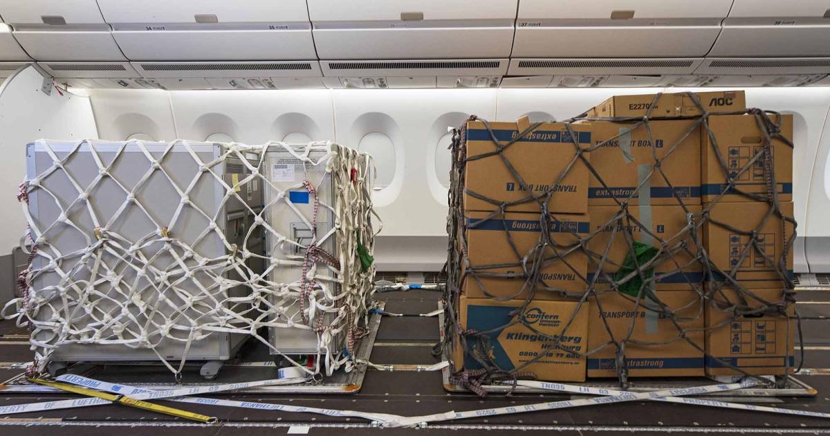 Adapting a passenger airliner's interior to replace seats with cargo capacity requires special certification. (Photo: Airbus)