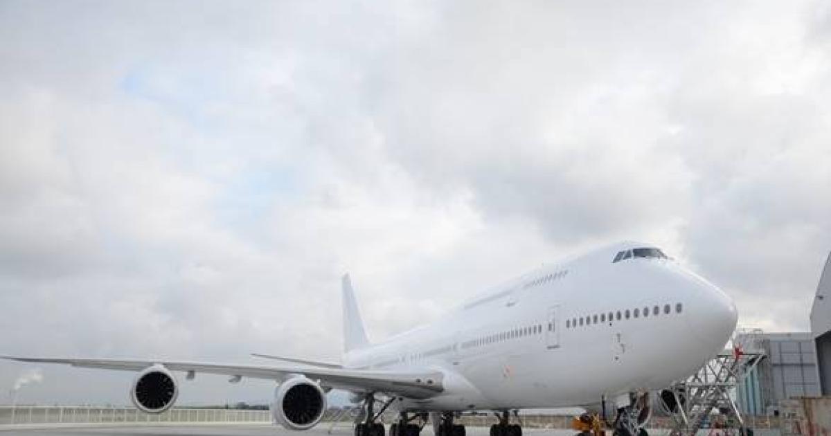 AMAC recently began a refurbishment of this VIP 747-8 at its facility in Basel, Switzerland. (Photo: AMAC Aerospace)