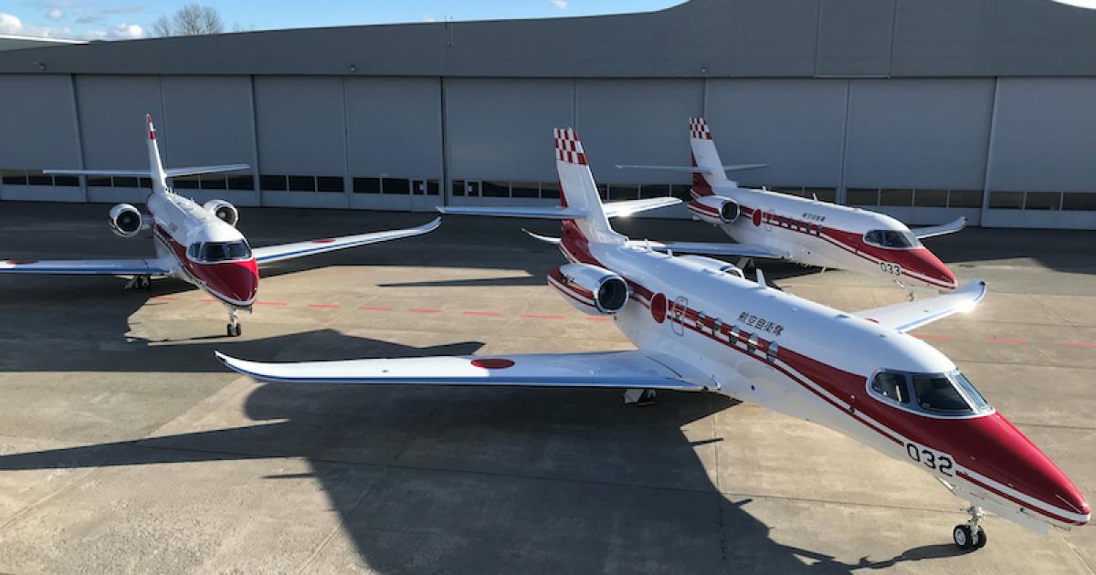 Two of three Cessna Citation Latitudes configured for flight inspections have been delivered to the Japan Air Self Defense Force. (Photo: Textron Aviation)