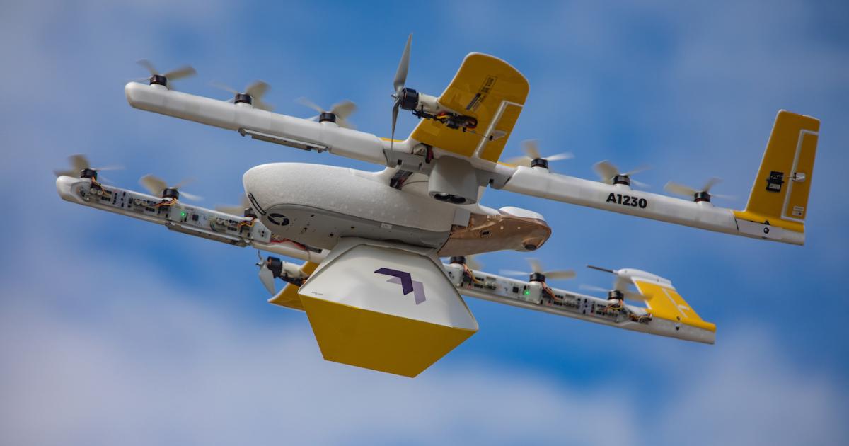 Wing's 10-pound drone is delivering packages weighing up to 3 pounds over round trips of up to 12 miles. [Photo: Wing]