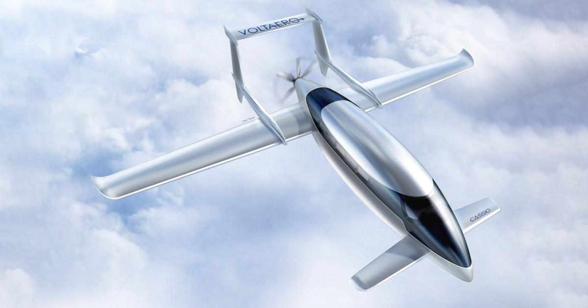 VoltAero intends to offer three variants for its Cassio hybrid-electric aircraft. They include the the four-seat Cassio 330 with a combined hybrid-electric power rating of 330 kW, the six-seat Cassio 480 (480 kW), and the 10-seat Cassio 600 (600 kW). (Photo: VoltAero)