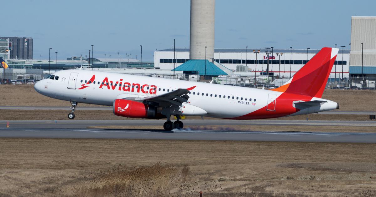 An Avianca Airbus A320 lands at Toronto Pearson Airport in 2018. (Photo: Flickr: <a href="http://creativecommons.org/licenses/by-sa/2.0/" target="_blank">Creative Commons (BY-SA)</a> by <a href="http://flickr.com/people/bribri" target="_blank">BriYYZ</a>)