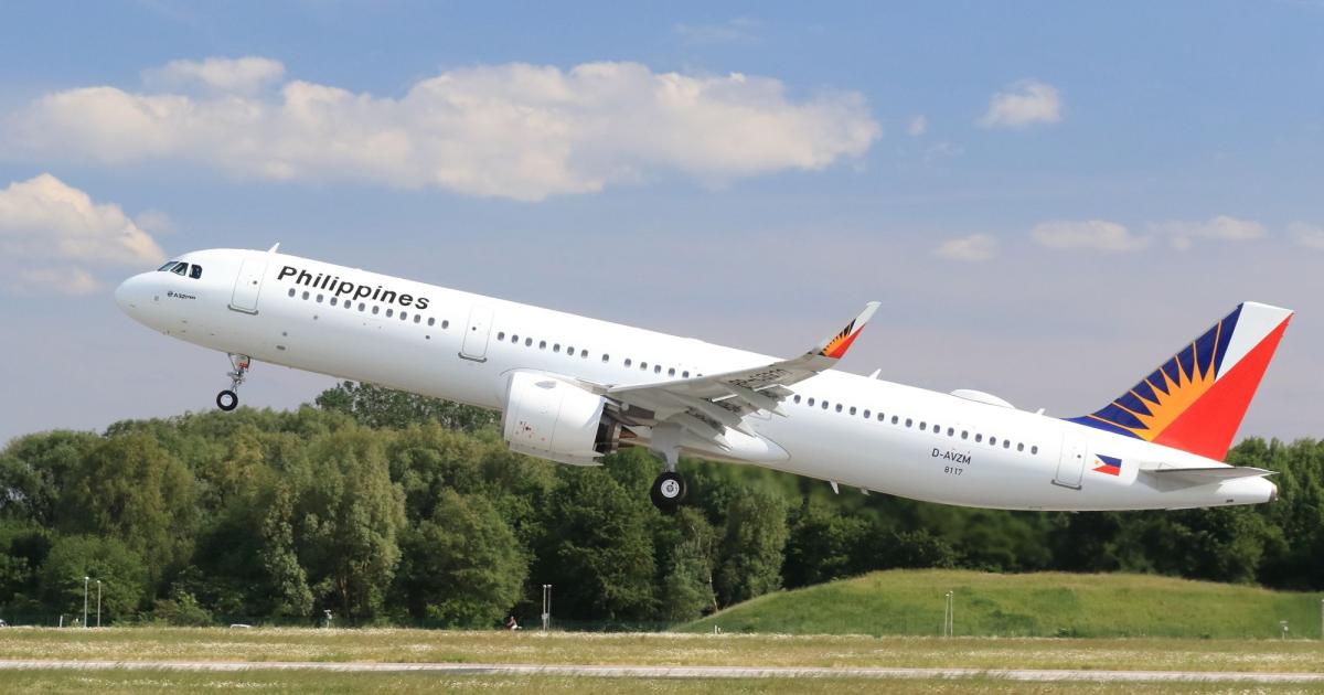 Philippine Airlines' first Airbus A320neo takes off for delivery to Manila from Hamburg in July 2018. (Photo: Airbus)