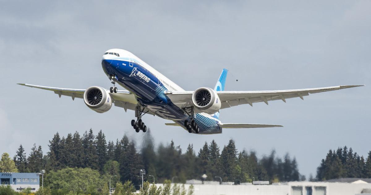 The second Boeing 777X takes off for the first time on April 30 from Paine Field in Everett, Washington. (Photo: Boeing)