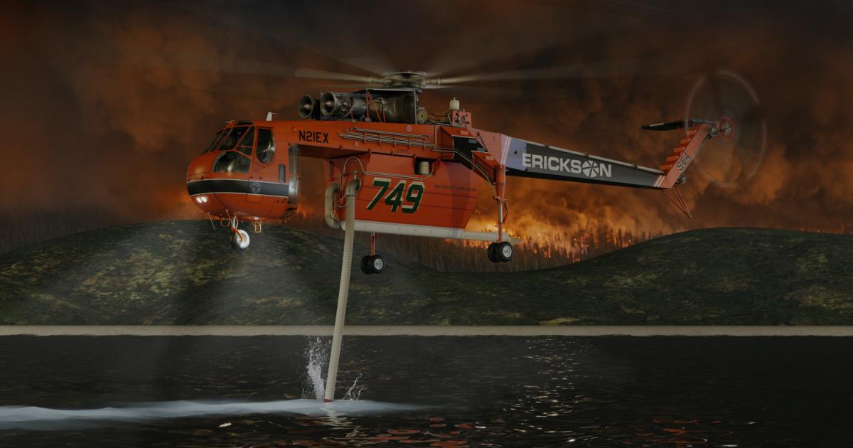 Erickson's research and development unit is developing software that is expected to help pilots determine the best locations within a wildland fire to drop water. (Photo: Erickson Inc.)