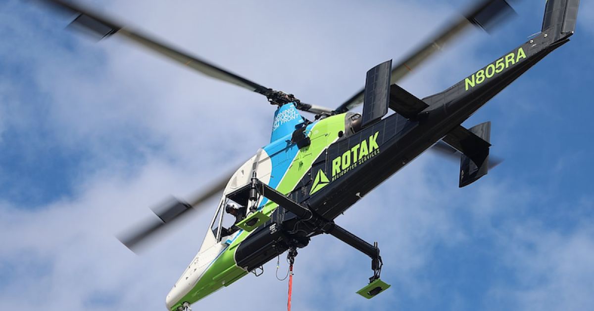 Rotak Helicopter Services is among the Kaman K-Max helicopter operators who have captured USFS firefighting contracts.
