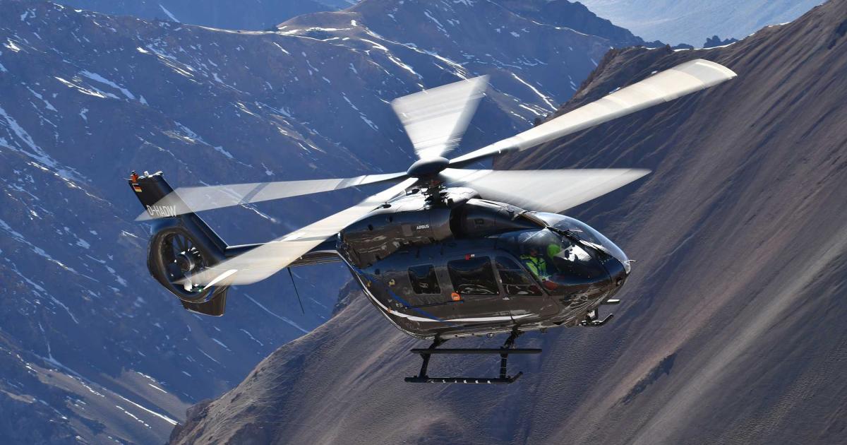 EASA has given a nod to Airbus Helicopters’ new, foldable five-bladed H145D3 twin. (Photo: Anthony Pecchi/Airbus)