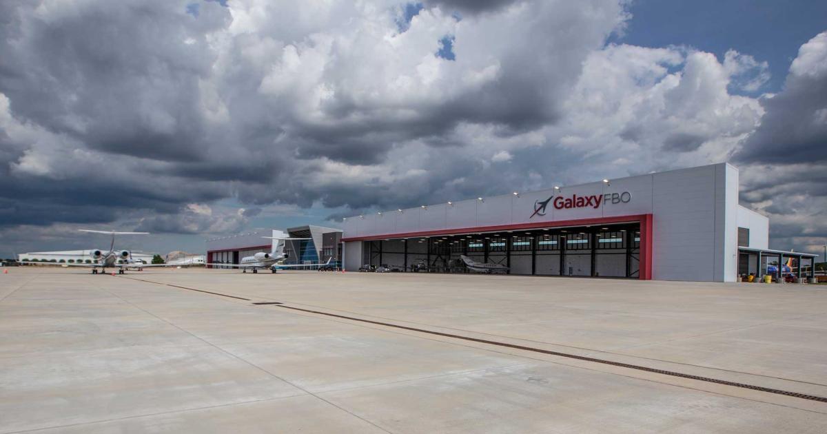 Galaxy FBO's second facility in the Houston area gives private aviation customers another service alternative in a highly competitive market. The facility offers a modern terminal and 76,000 sq ft of hangar space able to handle the latest private jets. (Photo: Galaxy FBO)