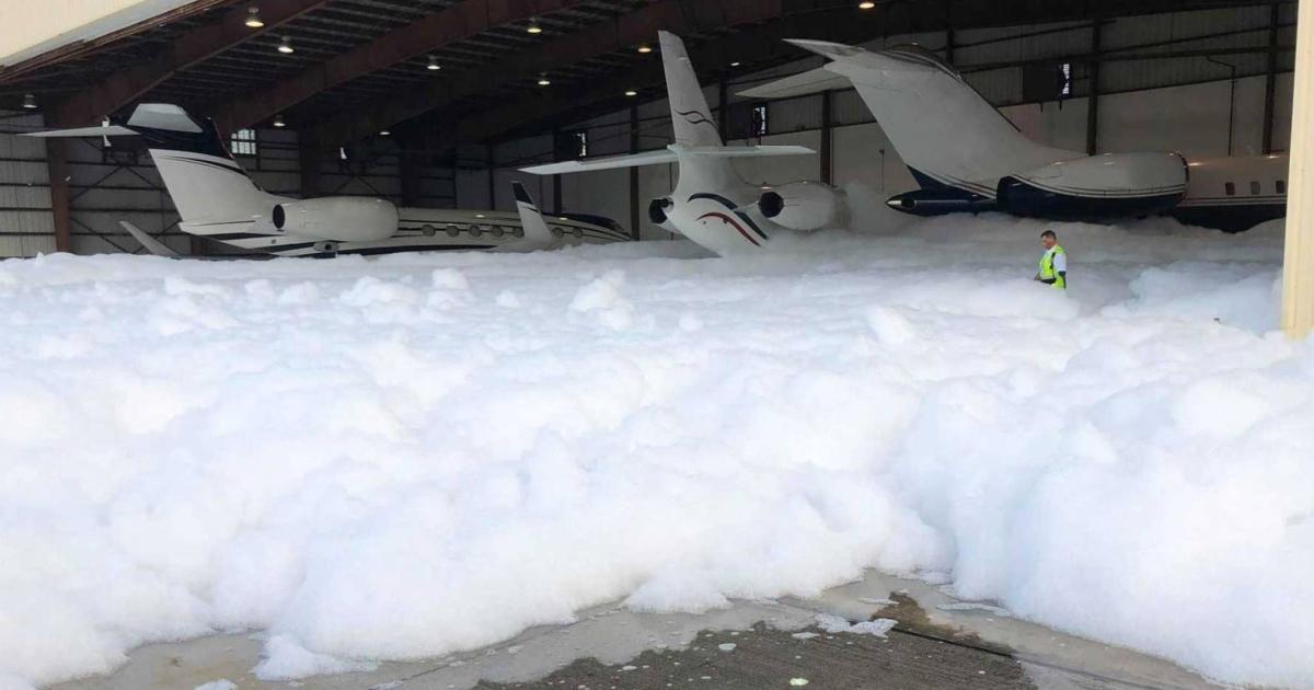 Accidental hangar fire foam discharge is a growing problem in the aviation industry, with one event occuring on average every six weeks.