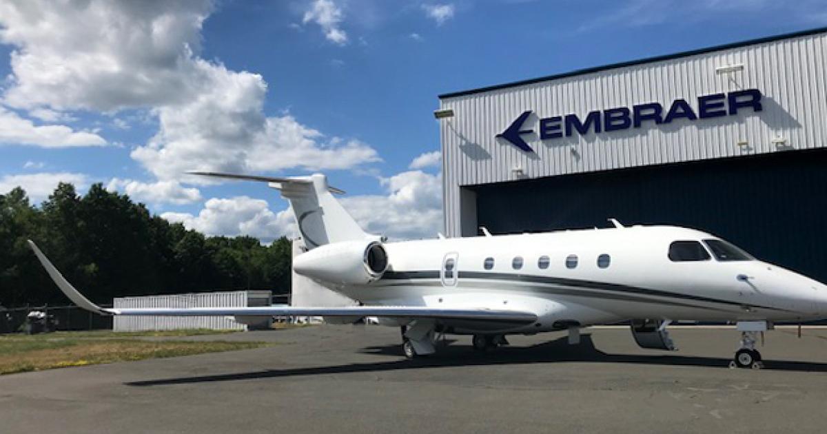 Embraer Services & Support at the Embraer Executive Jets Service Center at Bradley International Airport in Connecticut completed the first Praetor 500 conversion for an unnamed customer.