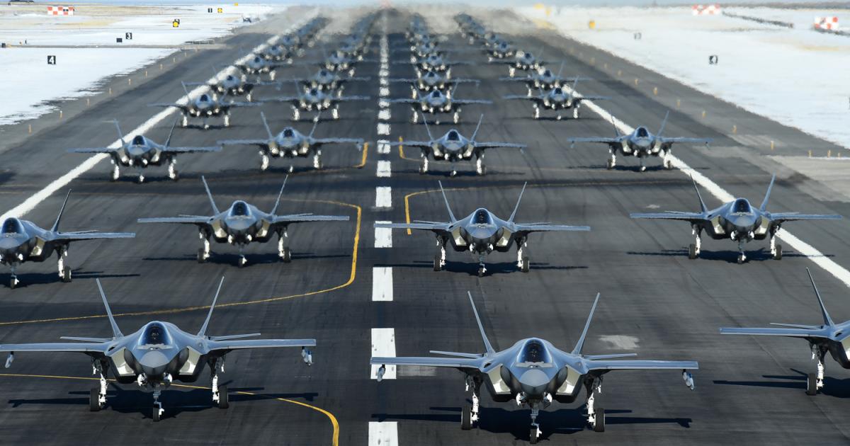 F-35As from the 388th and 419th Fighter Wings perform an “elephant walk” during a Combat Power exercise at Hill AFB, Utah in January. The Lockheed Martin program has now delivered 540 aircraft to U.S. and allied air arms. (Photo: U.S. Air Force)