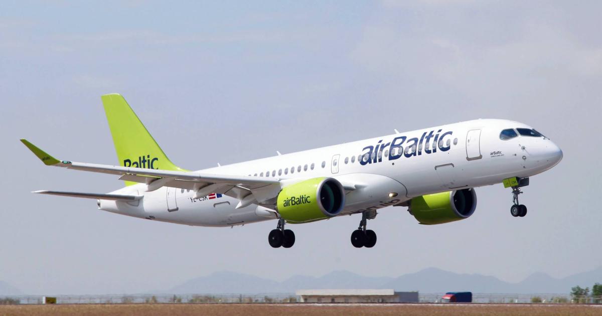 Air Baltic now flies what amounts to a uniform fleet of 11 Airbus A220s after shedding its Boeing 737s and De Havilland Dash 8-400s. (Photo: Airbus)