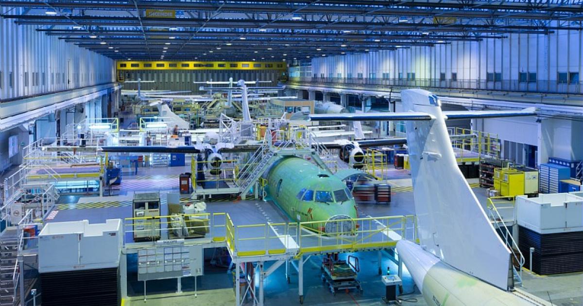 ATR 600-series turboprops undergo assembly at the company's final assembly line A south in the M62 building in Toulouse, France. (Photo: ATR)