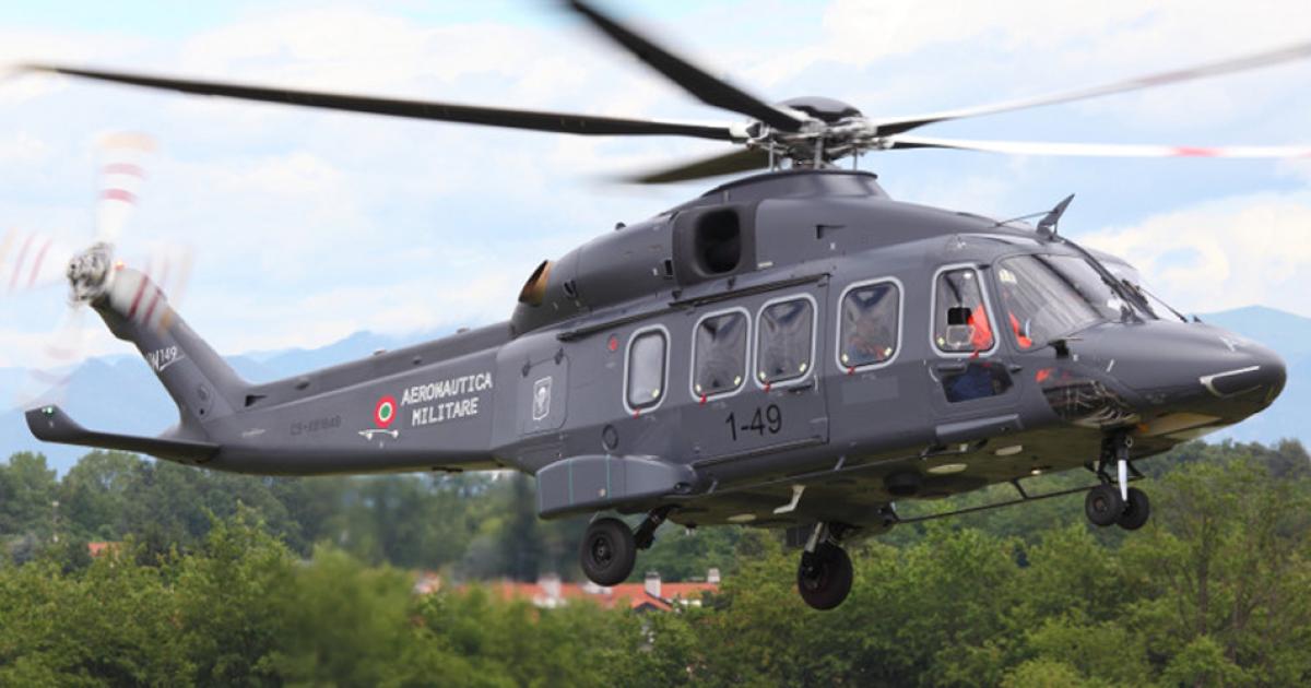 Leonardo is offering the AW149 medium utility transport to the RAF as its new medium support helicopter. Attributes include a high-sink rate undercarriage, 50-minute “run-dry” main gearbox, four-axis autopilot, and large cabin doors for loading cargo and rapid ingress/egress. (Photo: Leonardo)