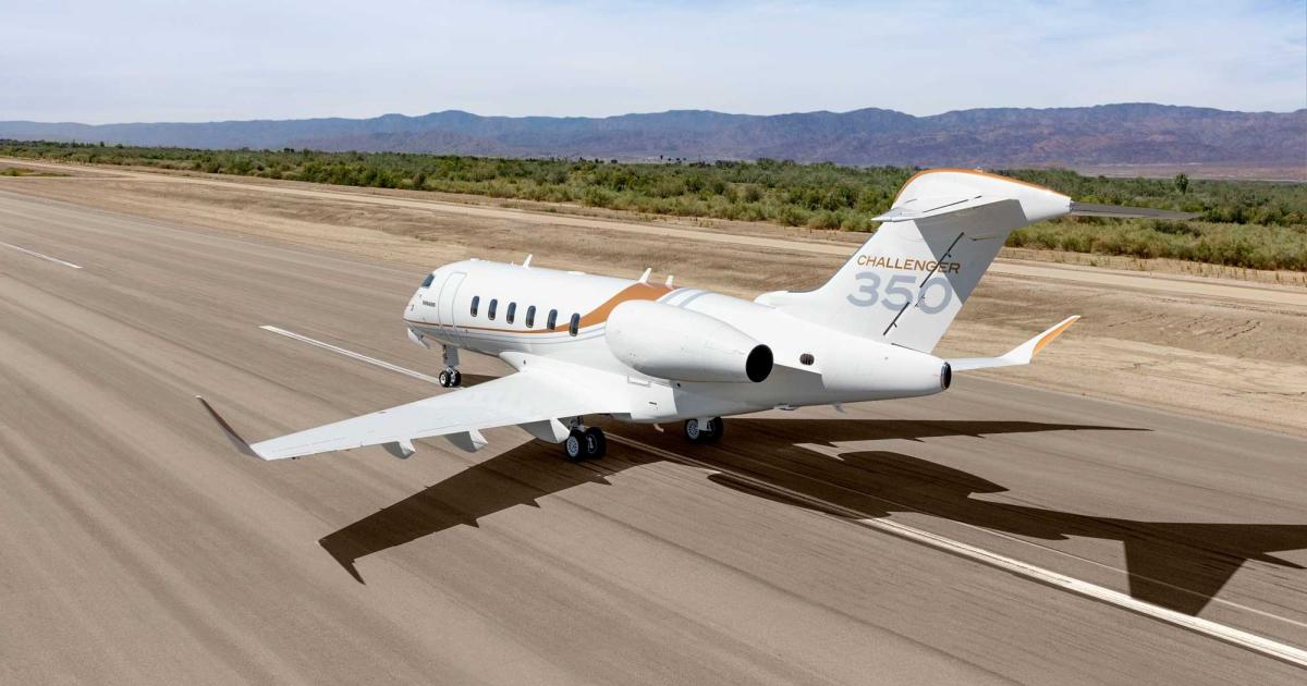 Bombardier has delivered 350 examples of its super-midsize Challenger 350 in just six years. The business jet is an upgraded version of the Challenger 300 with a new wing, more powerful Honeywell HTF7350 engines, larger cabin windows, and a redesigned interior. (Photo: Bombardier Business Aircraft)