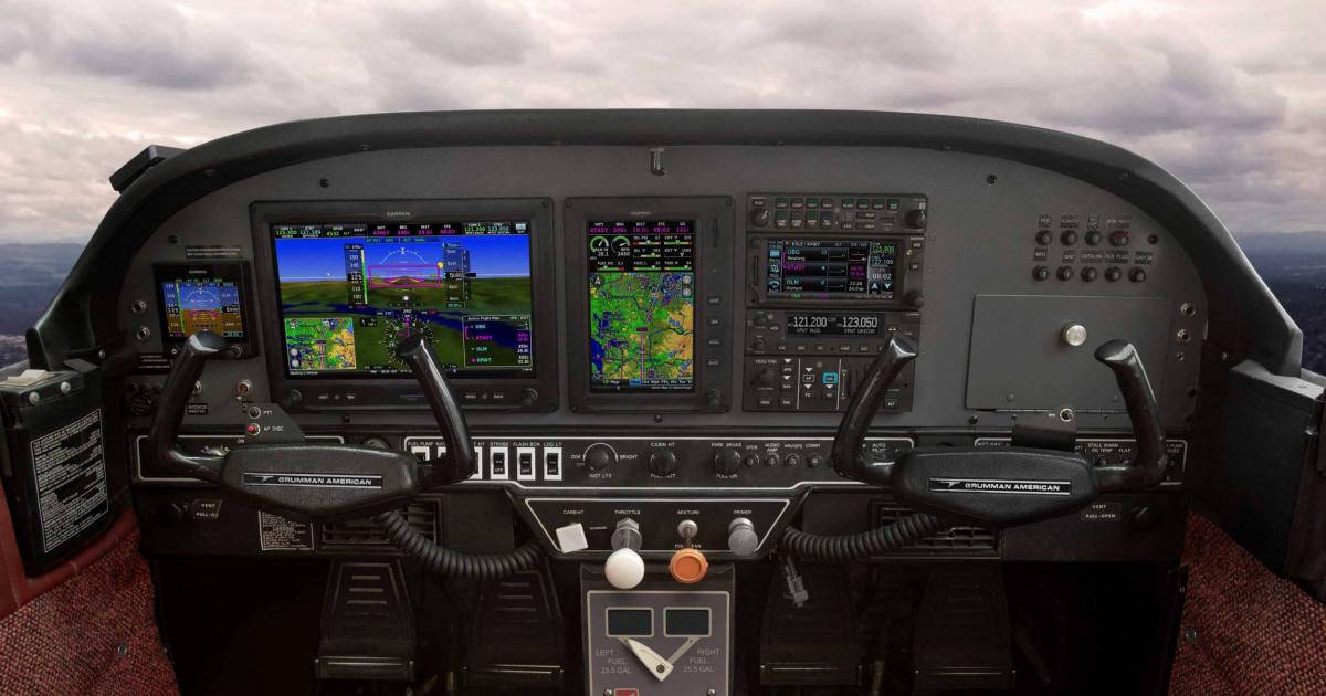 Garmin's 10.6-inch (left) and 7-inch (right) G3X Touch displays installed in a Grumman Tiger.