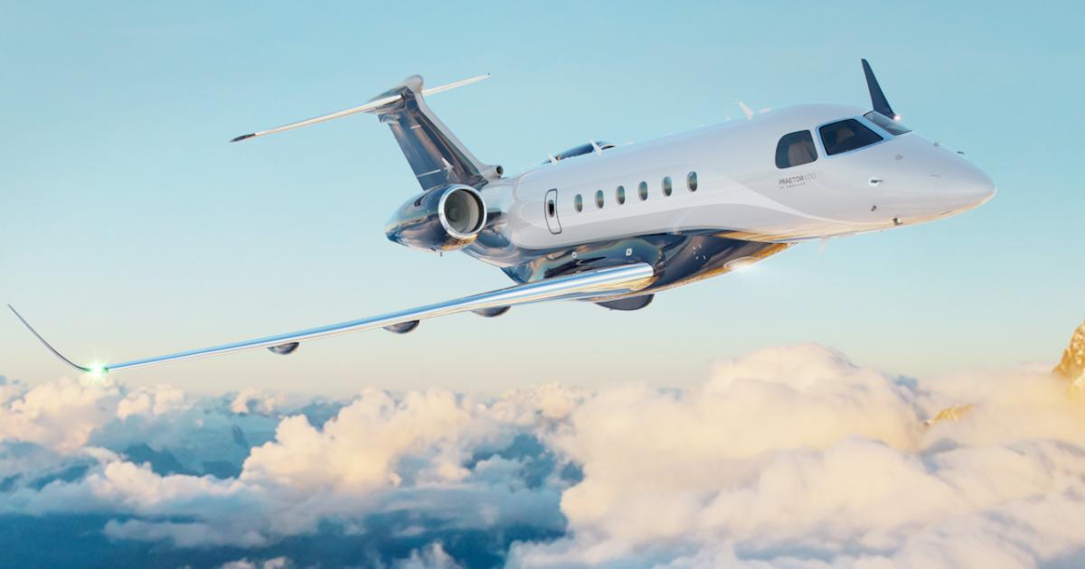 Embraer's enhancements will be available on both the Praetor 600 and 500 beginning in the fourth quarter of 2020. (Photo: Embraer Executive Jets)
