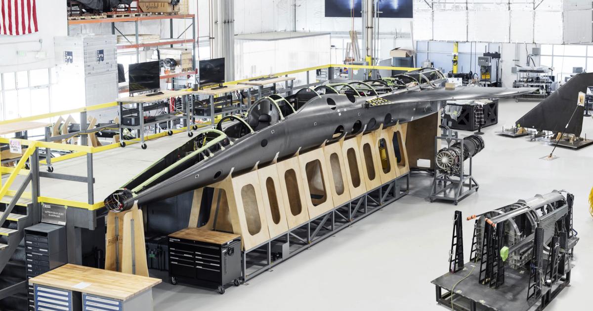 Boom Supersonic’s XB-1 demonstrator is near completion and will be rolled out publicly on October 7. Flight testing is scheduled to begin in 2021. 