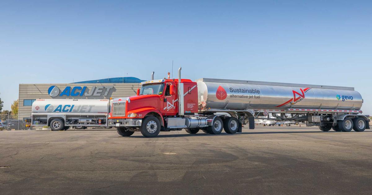 California FBO operator ACI Jet received its first shipment of SAF this week at its John Wayne-Orange County Airport facility. The company plans to continue the demonstration with SAF deliveries at its locations in San Luis Obispo and Paso Robles over the coming weeks. (Photo: Avfuel)