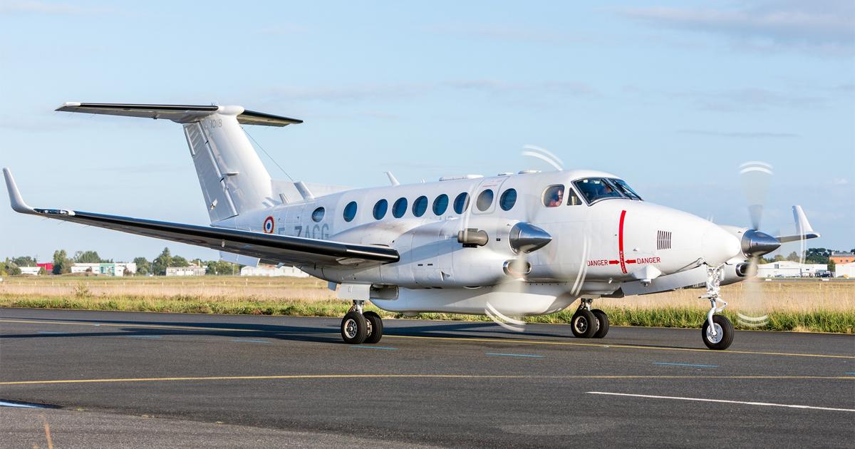 The King Air 350 ALSR accommodates many of its sensor systems in a large belly fairing. (Photo: DGA)