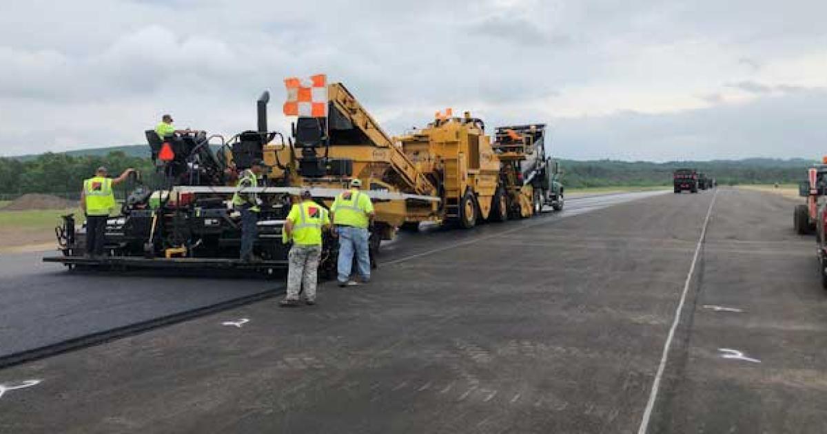 The $7.65 million rehabilitation project on Runway 15/33 at Westfield-Barnes Regional Airport was the first for the 5,000-loot secondary runway in half a century. (Photo: Westfield-Barnes Regional Airport)