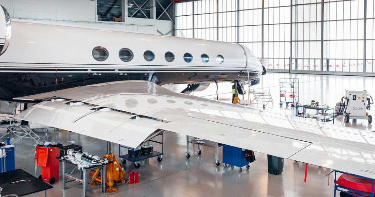 Russia-based JF Service has expanded the Gulfstream maintenance service offerings available at its Riga, Latvia MRO location after receiving EASA Part 145 certification. (Photo: JF Service)