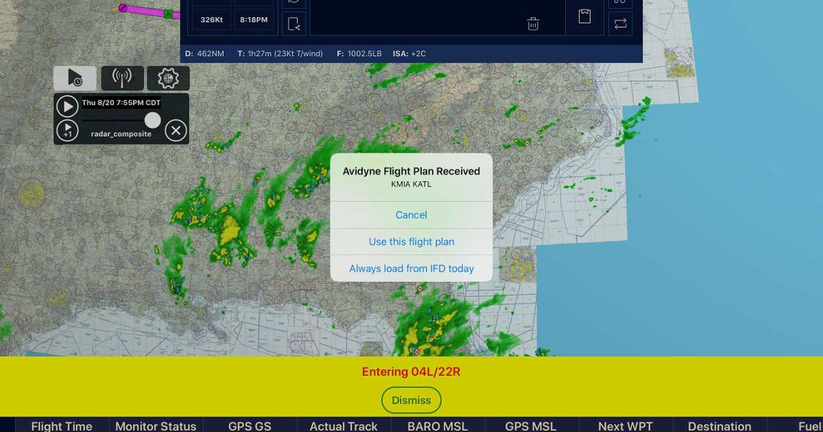 Avidyne's FMSs can share information with Appareo Aviation's Insight EFB. 