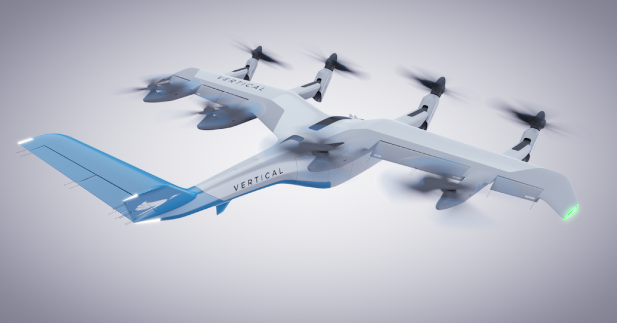 Vertical Aerospace has unveiled plans for its VA-1X all-electric, fixed-wing, tiltrotor eVTOL design, which will have almost three times the range of the earlier Seraph technology demonstrator. [Image: Vertical Aerospace]