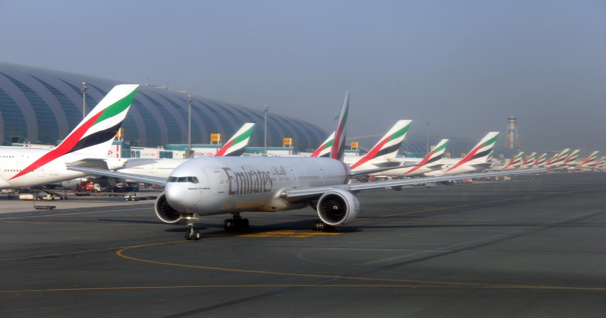 An Emirates Boeing 777-300ER taxis at Dubai International Airport in preparation for a flight to Kuwait. (Photo: Flickr: <a href="http://creativecommons.org/licenses/by-sa/2.0/" target="_blank">Creative Commons (BY-SA)</a> by <a href="http://flickr.com/people/raihanshahzad" target="_blank">raihans photography</a>)