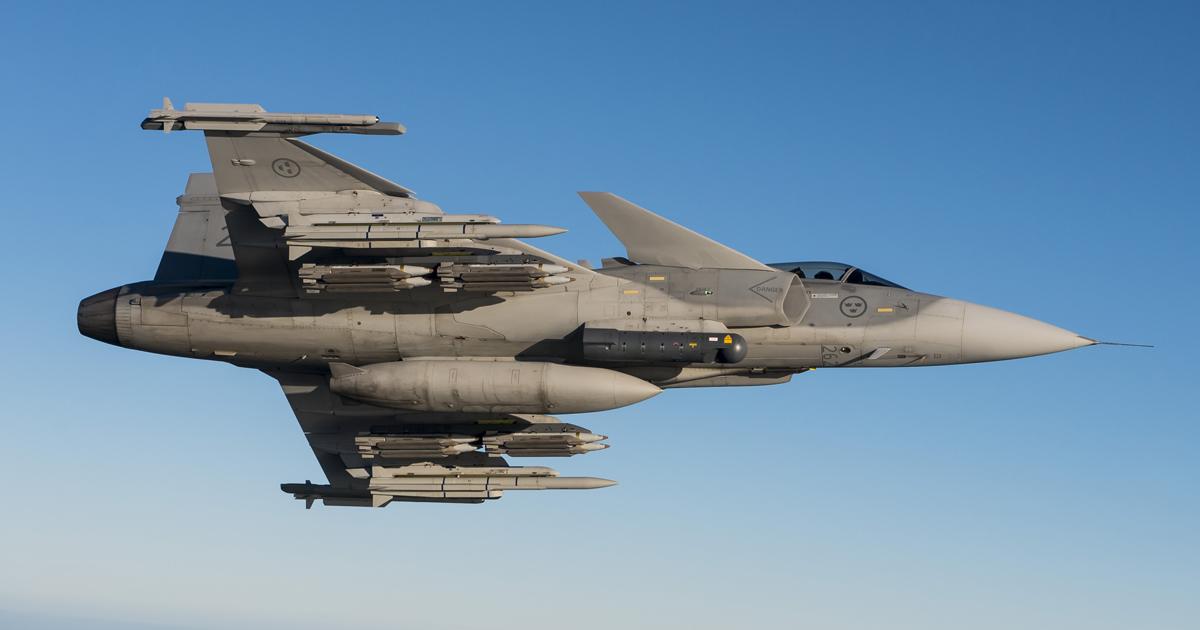 The latest MS20 iteration of the Gripen C (single-seater) and Gripen D (two-seater) is armed with the MBDA long-range air-to-air missile. (Photo: Saab)