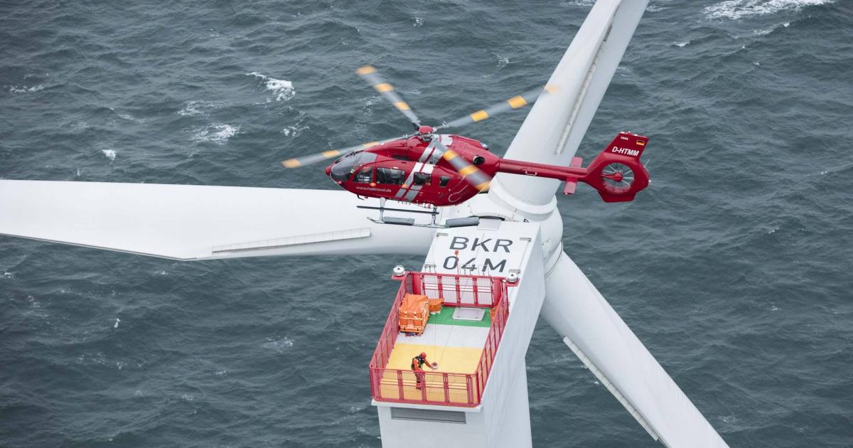 HTM-Helicopters is adding another four-bladed Airbus H145D2 and the five-bladed H145D3 to its fleet for wind turbine support. (Photo: Airbus Helicopters)