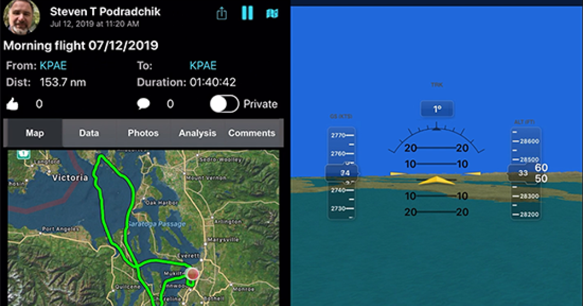 The Seattle Avionics FlyQ app includes 3D synthetic vision as well as augmented reality situational awareness and other unique features.
