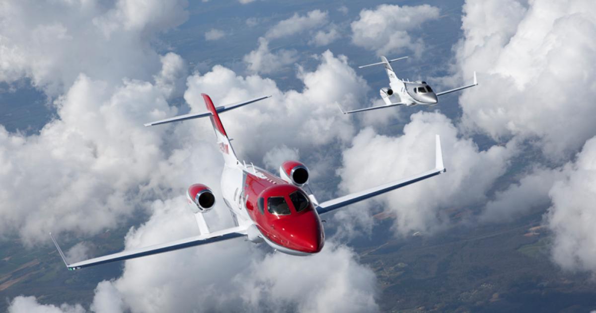 Deliveries were down across all segments of business and general aviation aircraft in the first half, leading to a 20 percent drop in billings. Honda Aircraft delivered 47 percent fewer HondaJets (pictured here) in the period. But increases in flight operations and new customers are providing hope. (Photo: Honda Aircraft)