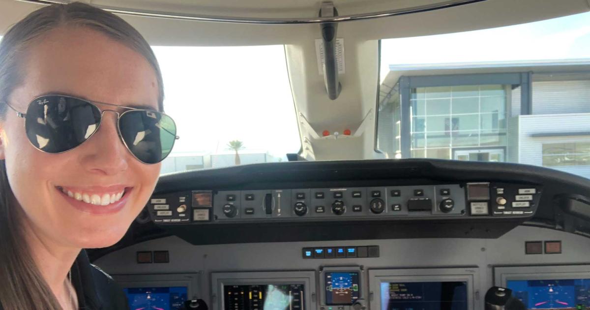 Julia Harrington, lead captain and Chicago base manager for Axis Jet, discussed breaking barriers as a female pilot during an NBAA News Hour.