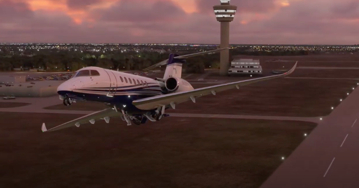 The latest release of Microsoft Flight Simulator includes the Cessna Citation Longitude. (Flight Simulator screenshot)