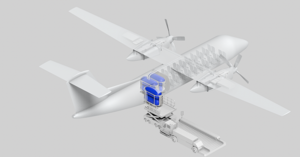 Universal Hydrogen is proposing a conversion kit that would install hydrogen fuel modules to be fitted to the rear of existing airliners. (Image: Universal Hydrogen)