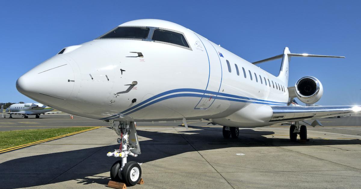 This Bombardier Global Express underwent what ExecuJet MRO Services said is the first 120-month inspection in Australia. (Photo: ExecuJet MRO Services Australia)