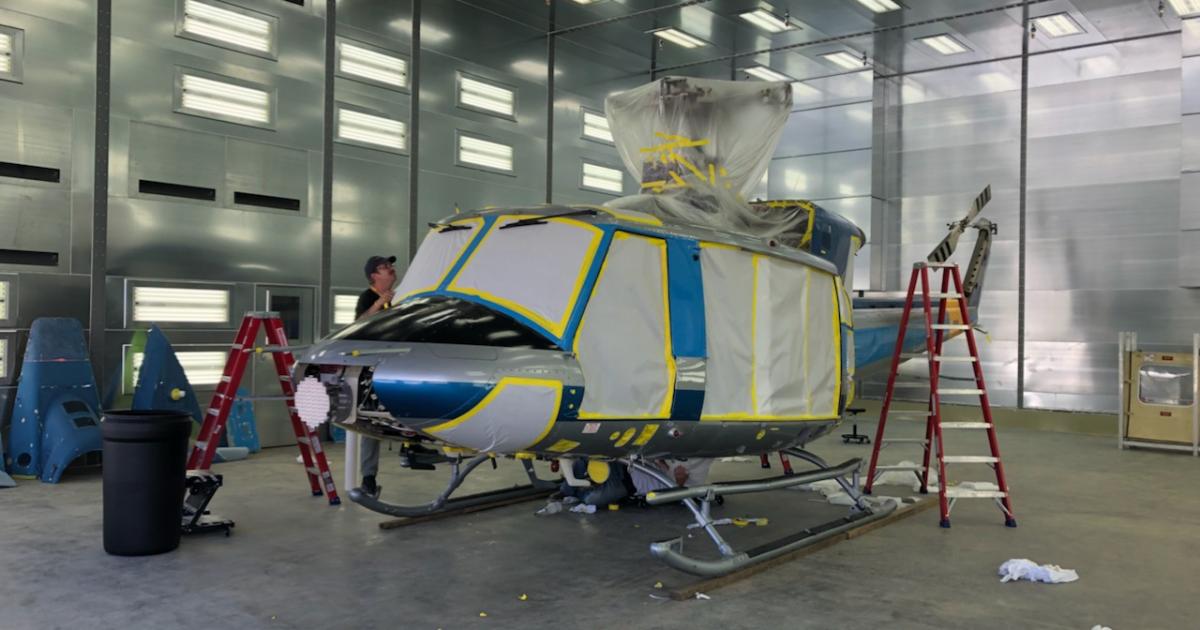 Ace Aeronautics' paint booth can accommodate up to two helicopters at a time. (Photo: Ace Aeronautics)