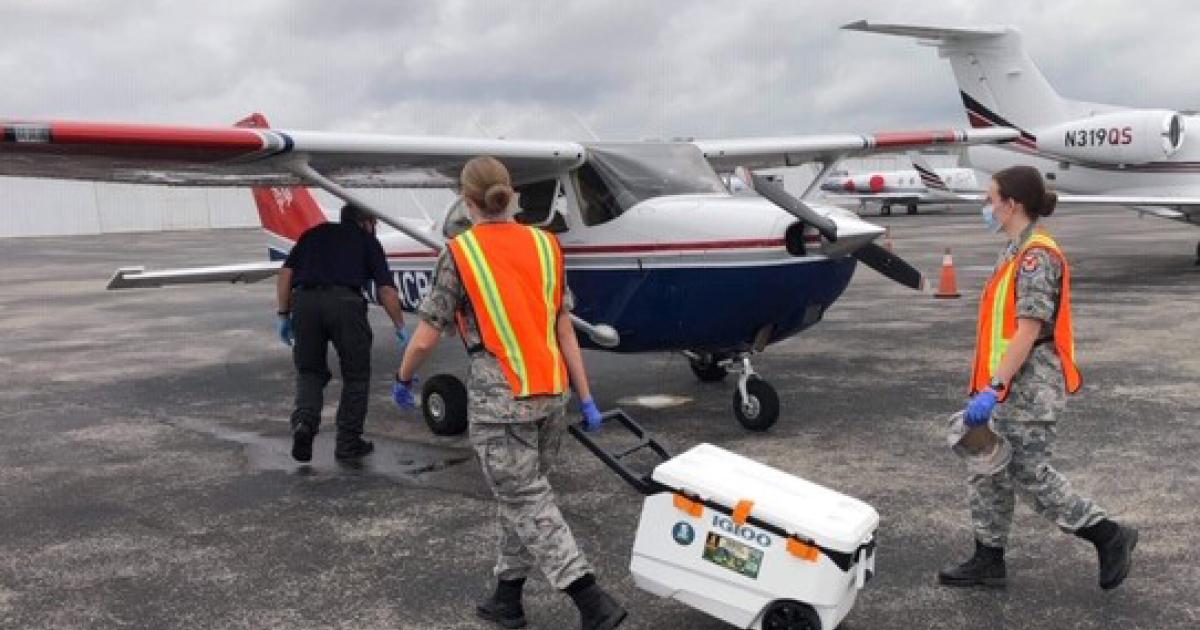 Volunteers with the U.S. Civil Air Patrol have flown hundreds of missions, including transporting Covid test equipment and samples. (Photo: Civil Air Patrol)