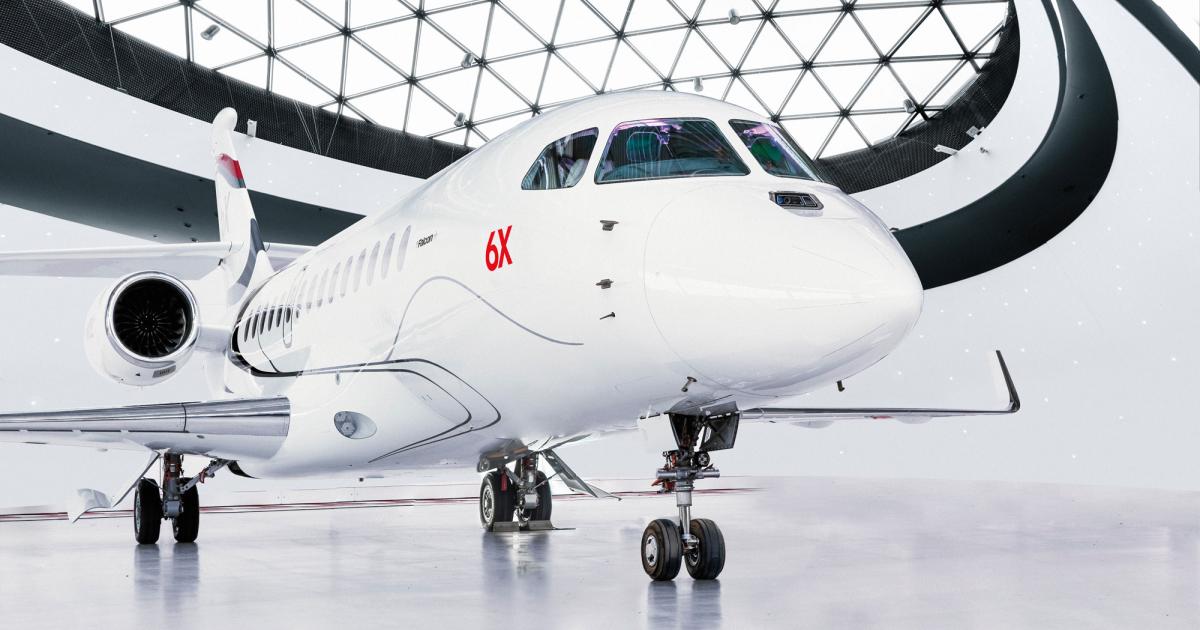 The first Dassault Falcon 6X is scheduled to roll out on December 8 at the company's production facility in Bordeaux-Merignac, France. This puts the program firmly on track to achieve first flight early next year. Service entry is pegged for 2022. (Photo: Dassault Aviation)