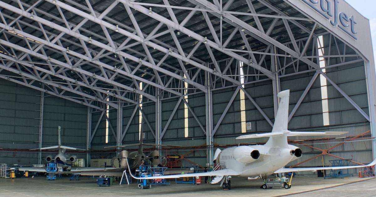 Under Civil Aviation Authority of Vietnam certification, line and base maintenance up to and including C checks is covered on Falcon 2000EX, Falcon 2000EX EASy, and Falcon 2000XLS aircraft at ExecuJet MRO Services Malaysia. (Photo: ExecuJet MRO Services Malaysia)