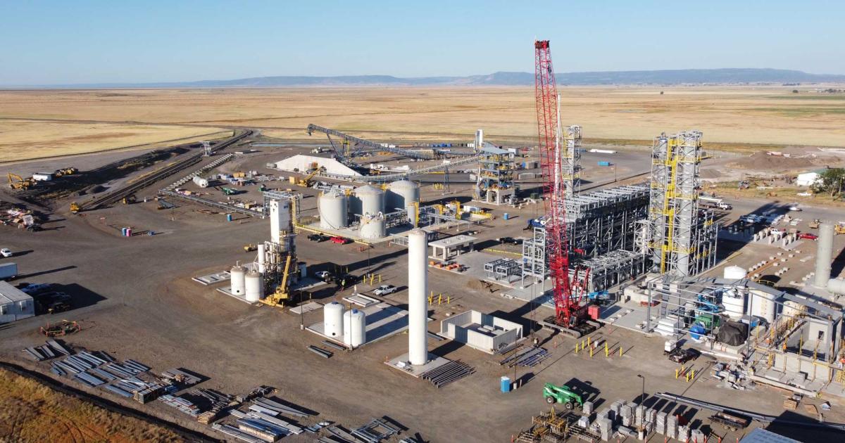Once the Red Rock Biofuels plant currently under construction in Oregon comes online in early 2021, it will have the capacity to produce 16 million gallons per year of renewable Jet-A and diesel fuel. (Photo: Red Rock Biofuels)