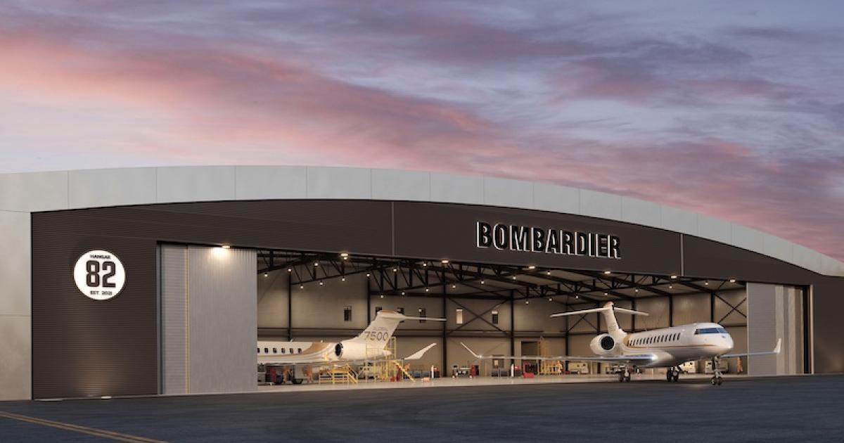 Bombardier's new service center in Melbourne, Australia, will have the capacity to hold two, Global 7500s simultaneously. (Image: Bombardier Aviation)
