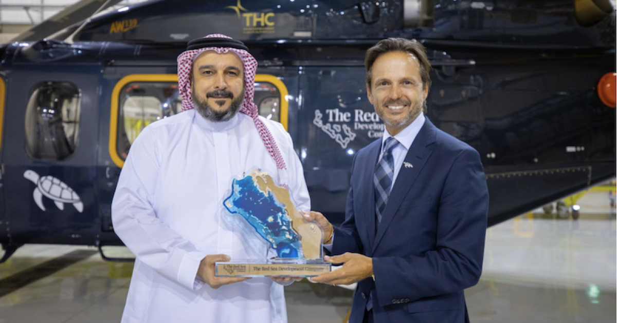 THC Chairman Raid Ismail and TRSDC CEO John Pagano agree to a deal under which THC will supply a Leonardo AW139 helicopter, crew and maintenance technicians, and flight services for air ambulance and passenger transport. 