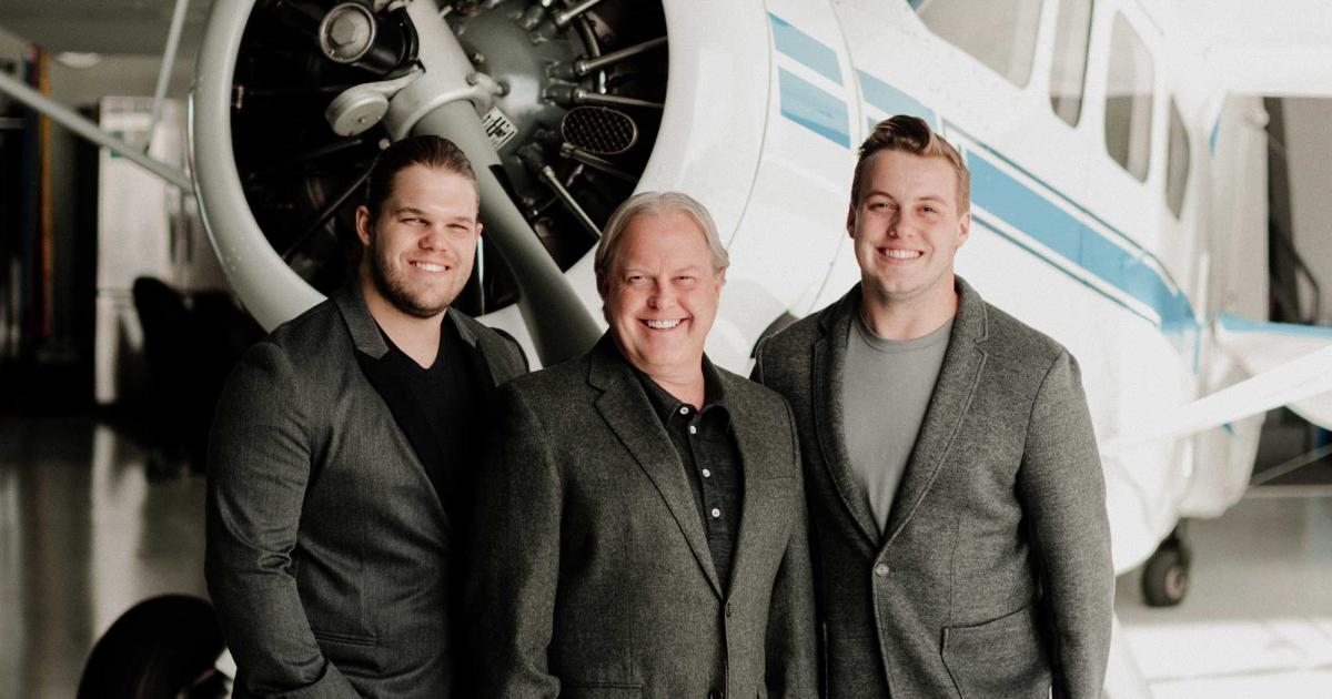 Duncan Aviation chairman Todd Duncan (center) is flanked by his twin sons Harrison (left) and Paul Kent "PK" (right). They recently joined the company and will carry its legacy to a fourth generation. (Photo: Duncan Aviation)